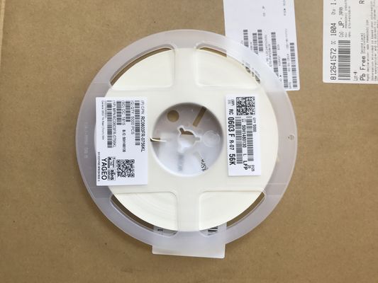 RC0603FR-0756KL 56kΩ Тонкопленочный резистор 0603 Пакет ±1% Толерантность ±100ppm/°C TCR 0.1W Оценка Галоген-свободный Соответствует RoHS Идеально подходит для разделения напряжения и кондиционирования сигналов