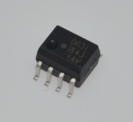 Ультракомпактный HCPL-0631-500E, высокий CMR, 3,5 кВ/мкс, изоляция 10 кВ/мкс, низкий ток 1 мА, высокая температура 110°C, изоляция 5 кВ, высокая скорость 1 МБод, широкий Vcc 2,7-5,5 В, корпус SOIC-8