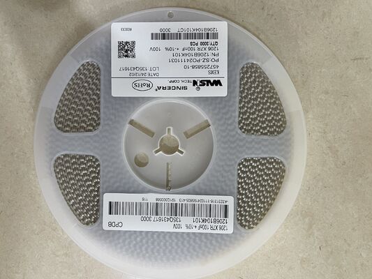 1206B104K101CT   MLCC 1206 корпус X7R диэлектрик 0.1μF ± 10% 100V номинально низкий ESR широкий диапазон от -55°C до +125°C идеально подходит для разъединения и фильтрации мощности